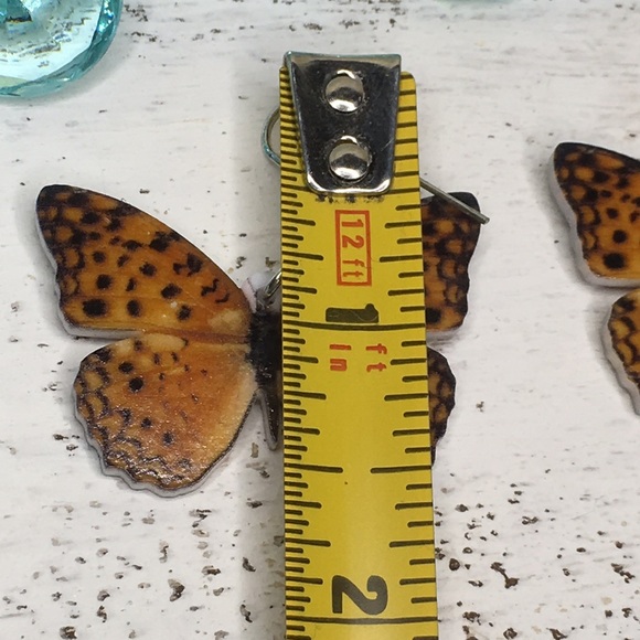 Leopard Lacewing Acrylic Butterfly Earrings - Picture 5 of 6